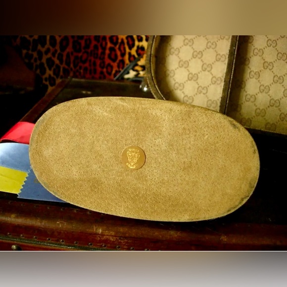 RARE Vintage GUCCI Stirrup Leather Brass DESK CLOCK Statement Decor Designer GG - Picture 6 of 11